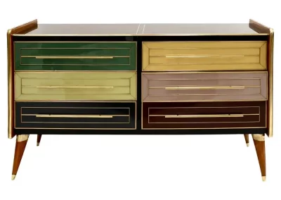 Buffet Italien en bois et verre de Murano (1950-1960)