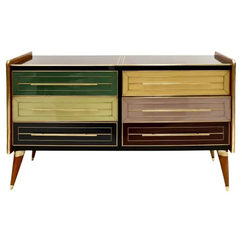Buffet Italien en bois et verre de Murano (1950-1960) Buffet Italien en bois et verre de Murano (1950-1960)